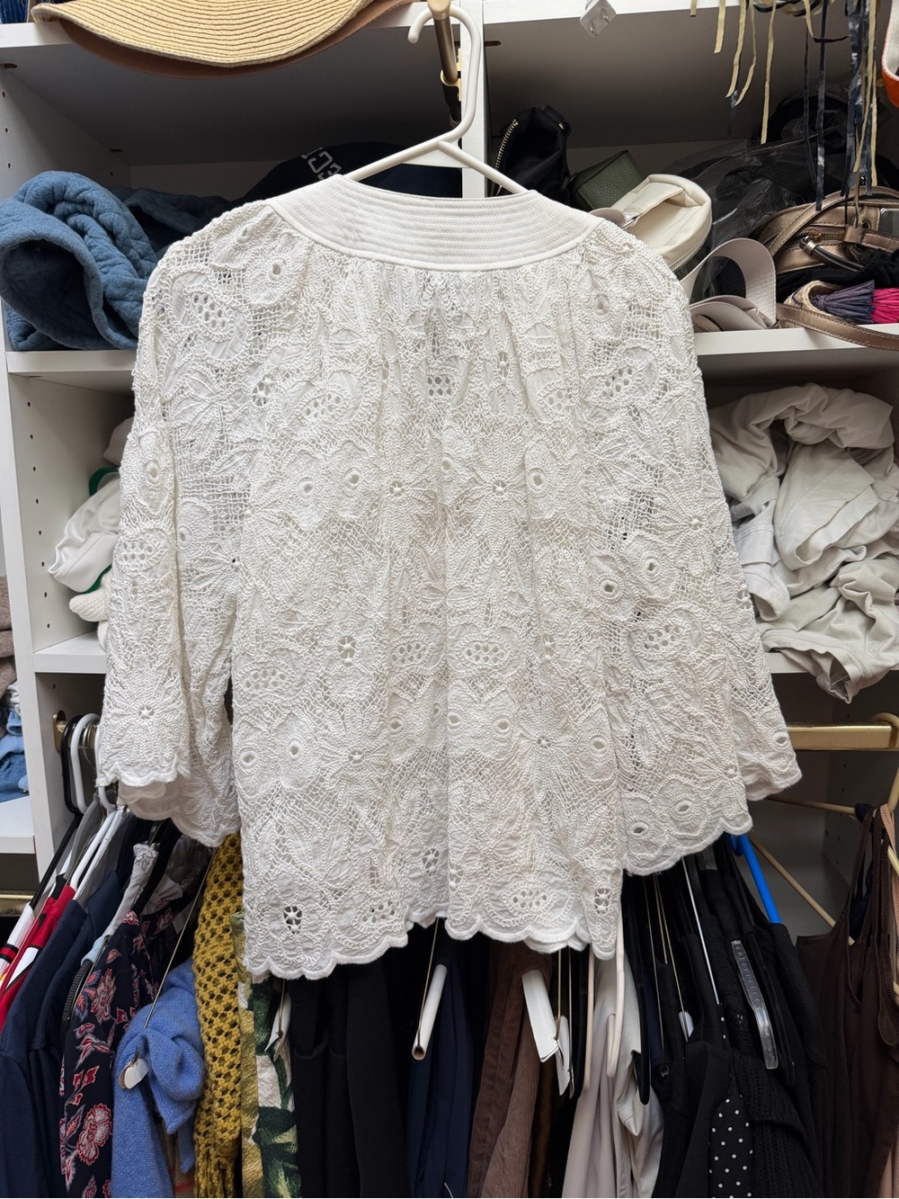 Tuckernuck White Crochet Lace Blouse with Split V-Neck - Picture 3 of 6